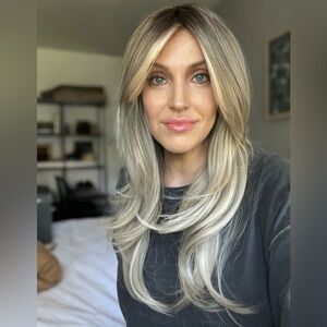 Ash Blonde wolf/butterfly cut wig with long curtain bangs (31)